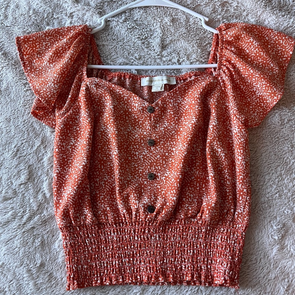 Small Orange Shirt with flower designs
